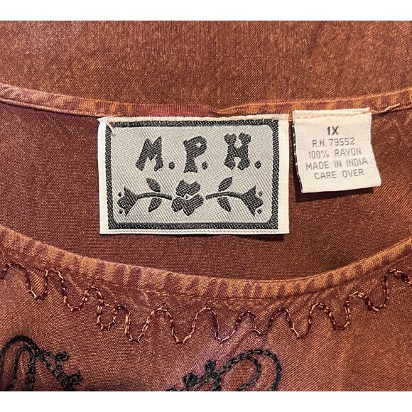 VTG M.P.H 90s Boho Hippie Embroidered Whimsical Festive Maxi Dress 1X  Flaws - Picture 2 of 11